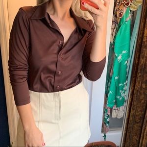 Vintage Chocolate Brown BCBG Paris Button Blouse